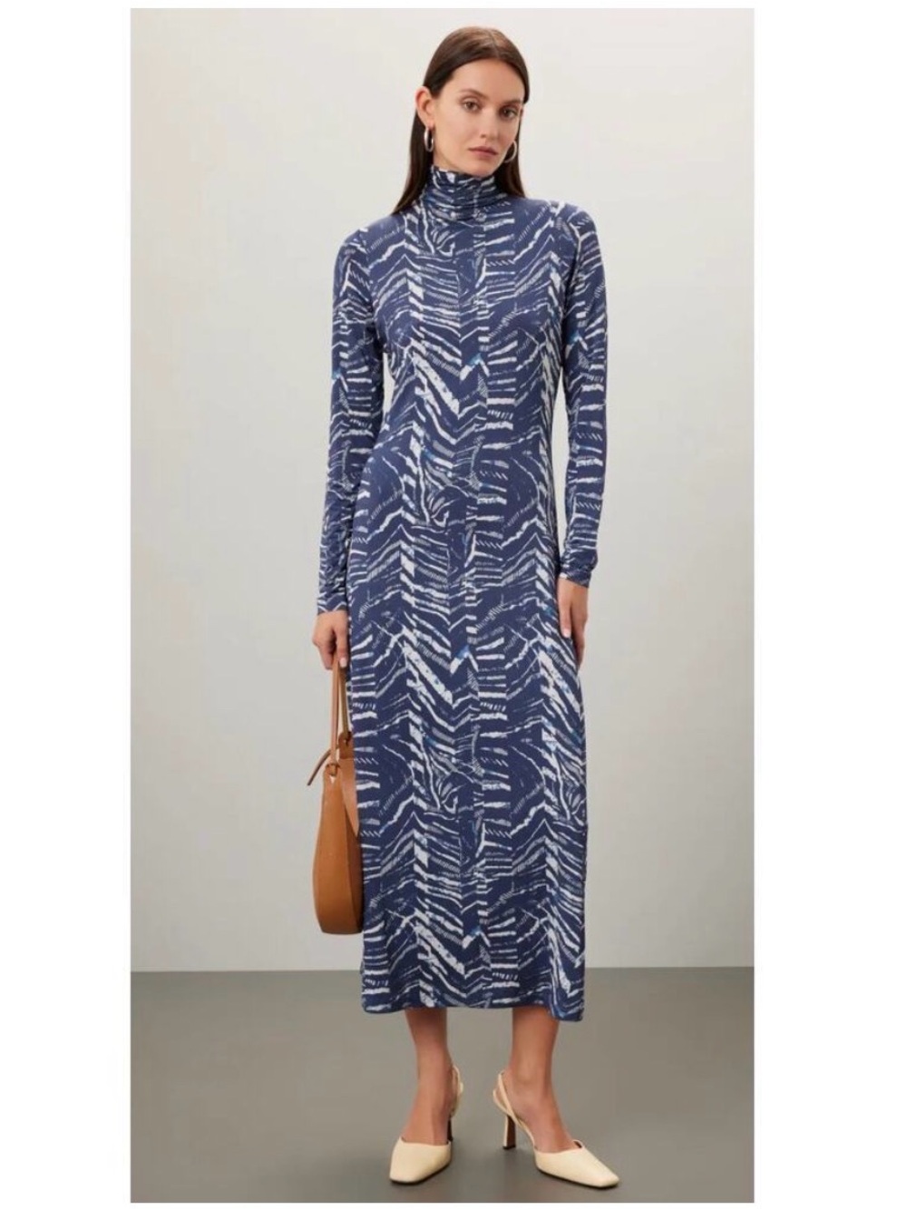 Marie Oliver Paxton Print Mock Neck Midi Dress